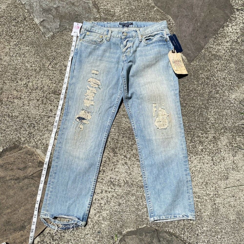 Ralph Lauren Sport Jeans Thompson 650 Womens Size 29x25 Blue Label NWT Distress